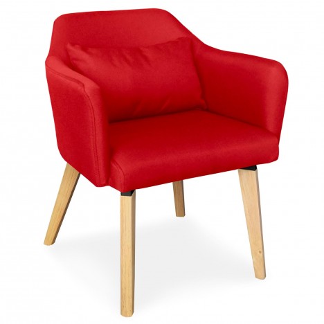 Chaise fauteuil scandinave tissu rouge Peony - 