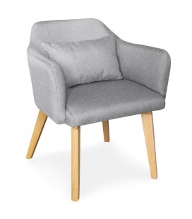 Chaise fauteuil scandinave tissu gris clair Peony