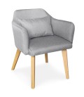 Chaise fauteuil scandinave tissu gris clair Peony - 