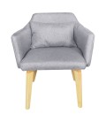 Chaise fauteuil scandinave tissu gris clair Peony - 