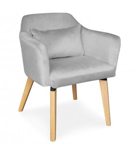 Chaise fauteuil scandinave velours argenté Peony