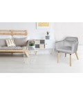 Chaise fauteuil scandinave velours argenté Peony - 