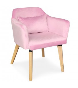 Chaise fauteuil scandinave velours rose Peony