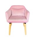 Chaise fauteuil scandinave velours rose Peony - 