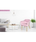 Chaise fauteuil scandinave velours rose Peony - 