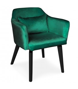 Chaise fauteuil scandinave velours vert Peony