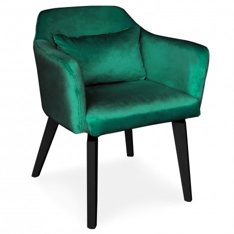 Chaise fauteuil scandinave velours vert Peony - 