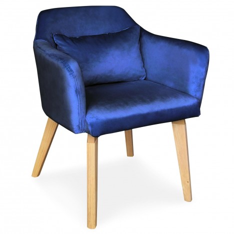 Chaise fauteuil scandinave velours bleu Peony - 