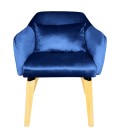 Chaise fauteuil scandinave velours bleu Peony - 