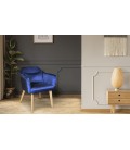 Chaise fauteuil scandinave velours bleu Peony - 