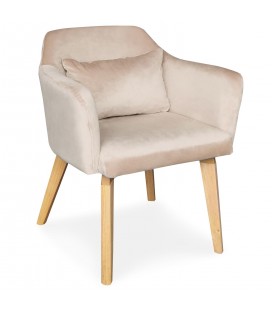 Chaise fauteuil scandinave velours beige Peony