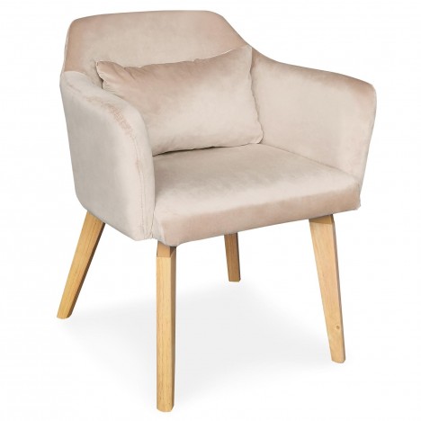 Chaise fauteuil scandinave velours beige Peony - 