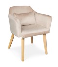 Chaise fauteuil scandinave velours beige Peony - 