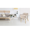 Chaise fauteuil scandinave velours beige Peony - 