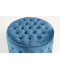 Pouf coffre rond en velours capitonné bleu Petunia - 