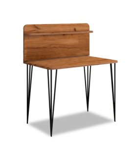 Bureau avec étagère pieds métal bois noisette Pingmao