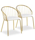 Lot de 2 chaises fauteuils simili blanc Poppy - 