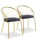 Lot de 2 chaises fauteuils simili noir Poppy - 