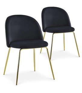 Lot de 2 chaises velours noir dossier arrondi Riccardo