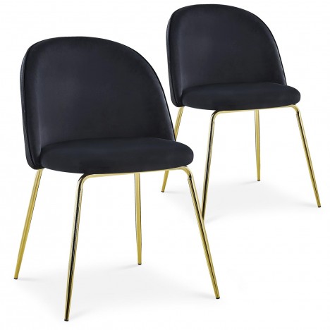 Lot de 2 chaises velours noir Riccardo - 