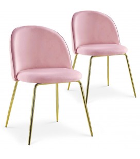 Lot de 2 chaises velours rose dossier arrondi Riccardo