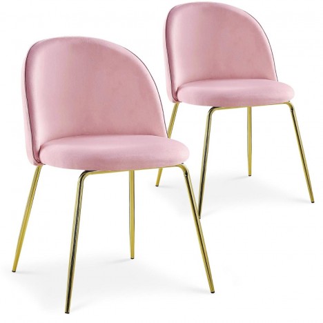 Lot de 2 chaises velours rose Riccardo - 