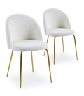 Lot de 2 chaises tissu bouclette crème Riccardo - 