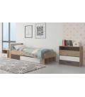 Cadre de lit simple pour sommier 90x200cm avec 3 casiers de rangement chêne clair Rijeka - 