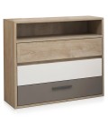 Commode moderne 3 tiroirs l86cm chêne clair Rijeka - 