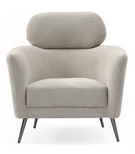 Fauteuil moderne avec haut dossier tissu doux beige Roberto