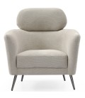 Fauteuil moderne avec haut dossier tissu doux beige Roberto - 