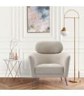 Fauteuil moderne avec haut dossier tissu doux beige Roberto - 