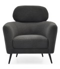 Fauteuil moderne avec haut dossier tissu bouclette gris foncé Roberto - 