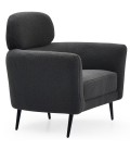 Fauteuil moderne avec haut dossier tissu bouclette gris foncé Roberto - 