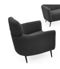 Fauteuil moderne avec haut dossier tissu bouclette gris foncé Roberto - 