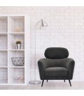 Fauteuil moderne avec haut dossier tissu bouclette gris foncé Roberto - 