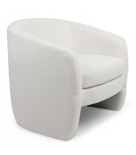 Fauteuil arrondi tissu bouclette blanc Rolf