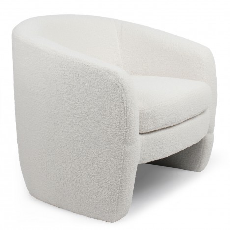 Fauteuil arrondi tissu bouclette blanc Rolf - 