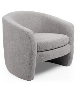 Fauteuil arrondi tissu bouclette gris Rolf