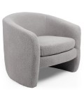 Fauteuil arrondi tissu bouclette gris Rolf - 