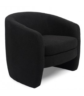 Fauteuil arrondi tissu bouclette noir Rolf