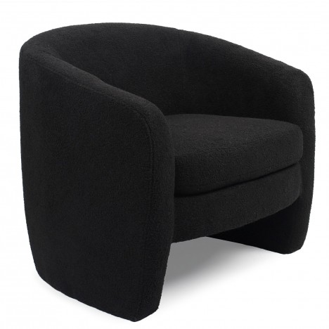 Fauteuil arrondi tissu bouclette noir Rolf - 