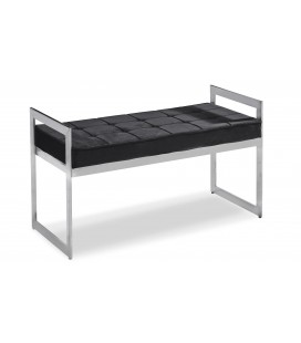 Banquette velours noir pieds argenté Rosario