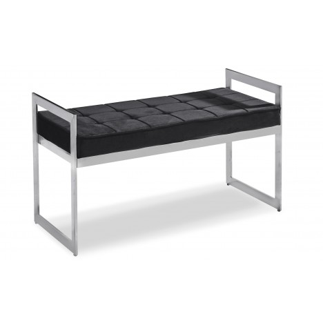 Banquette velours noir pieds argenté Rosario - 