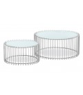 Ensemble de 2 tables basses verre blanc et métal gris Sacramento - 