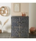 Buffet bois sculpté style oriental 4 portes l70cm bronze patiné Salzburg - 