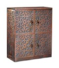 Buffet bois sculpté style oriental 4 portes l70cm cuivre rouge Salzburg - 