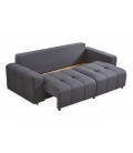 Canapé convertible 3 places tissu effet lin gris foncé Samantha - 