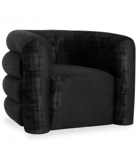 Fauteuil design tissu texturé noir Sara