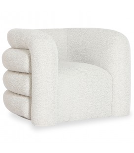 Fauteuil design tissu bouclette beige Sara